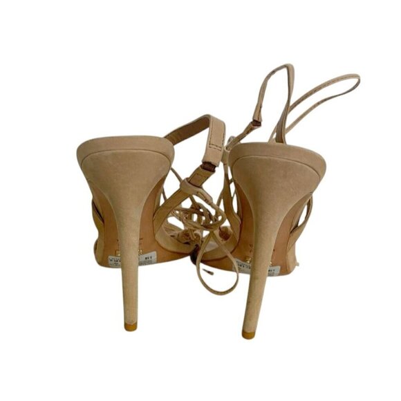 SCHUTZ Size 9.5 Beige Heel Stiletto Pom Pom Tassels Camel - Picture 4 of 12